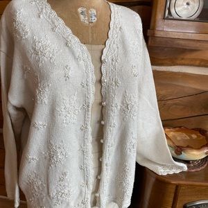 Yarn works beaded and embroidered sweater 2X